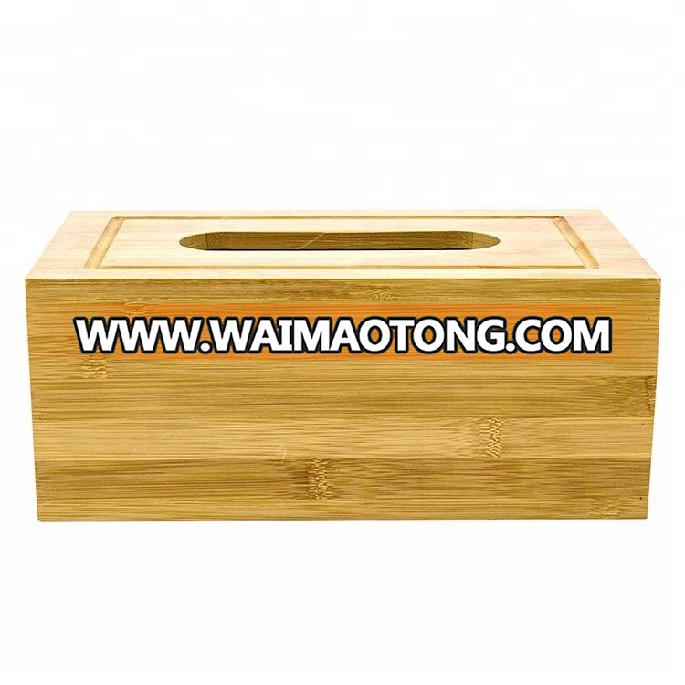 natural bamboo wood tissue napkin box holder, bathroom or kitchen accessories factory BSCI